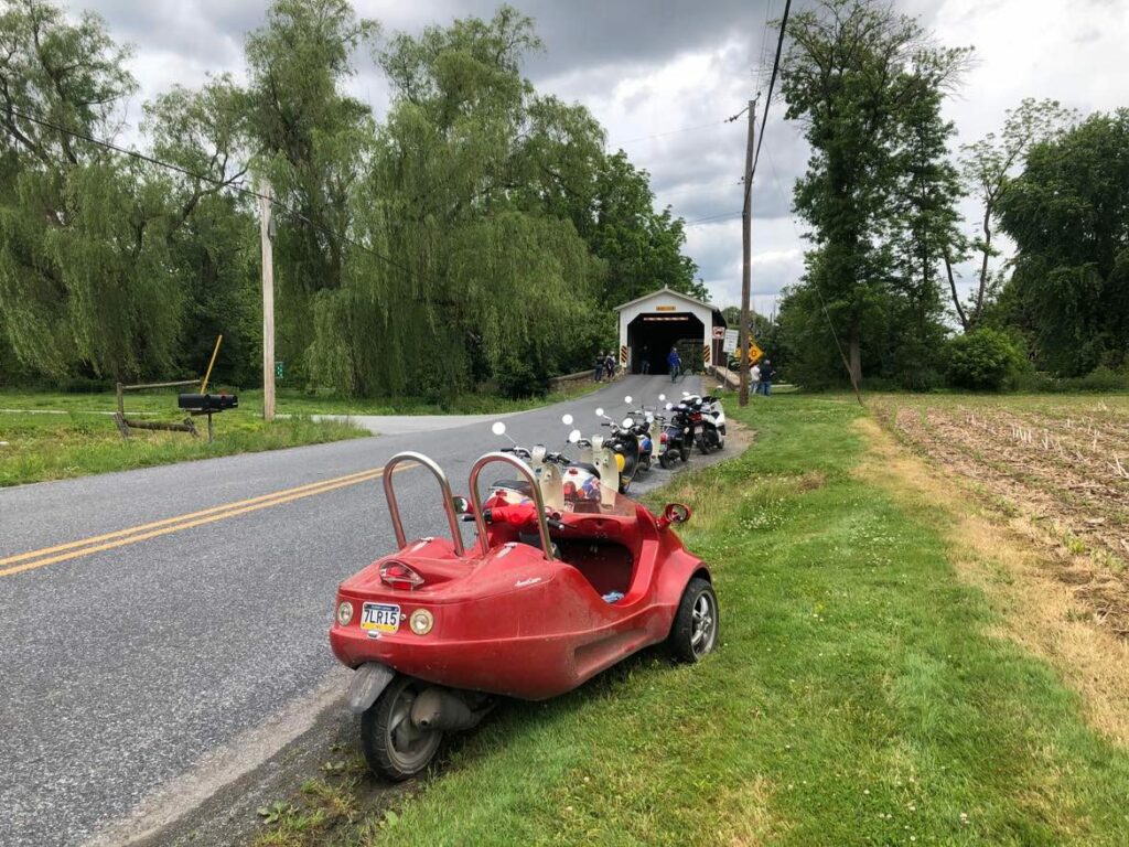 Scooters and Covered Bridge