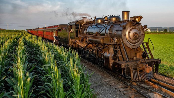 train and corn