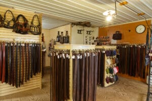 leather shop displays
