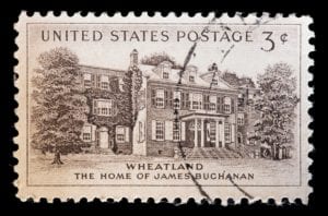UNITED STATES OF AMERICA - CIRCA 1956: A used postage stamp printed in United States shows Wheatland, the home of the President James Buchanan outside of Lancaster, Pennsylvania, circa 1956